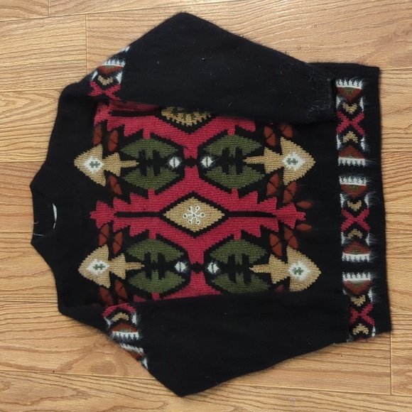 Vintage Rafaella angora + lambswool sweater colorful pattern women's size L - Picture 1 of 5